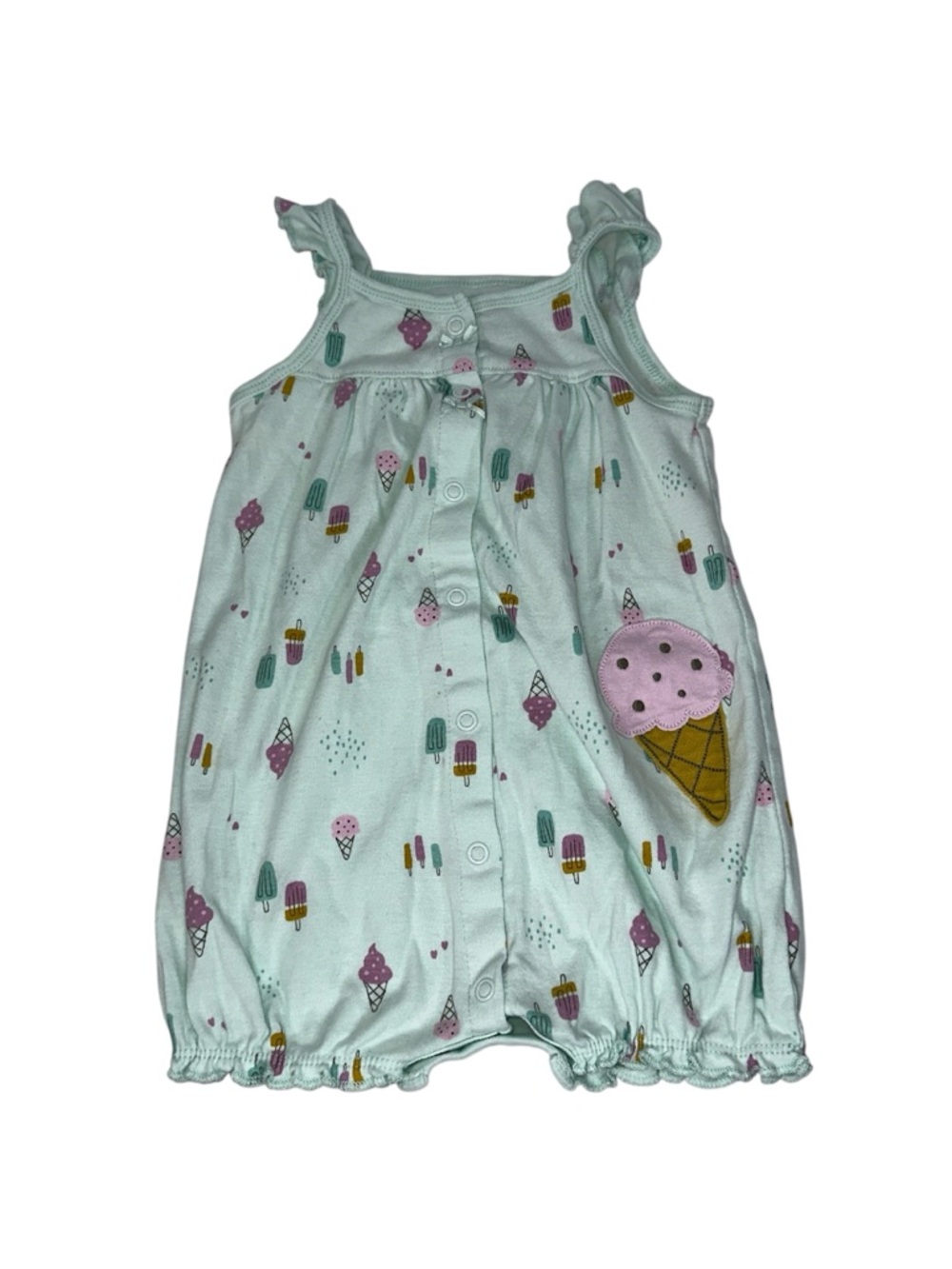 Carters Child of Mine Baby Girl Romper Ice Cream Print Mint Green Size 24M